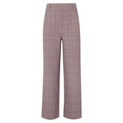 Pre-owned Ganni Checked Cady Trousers In Gray