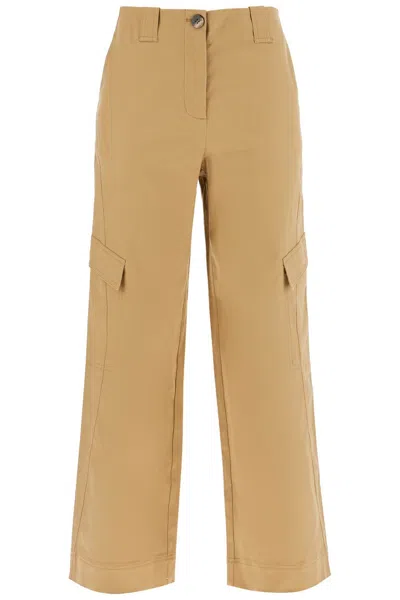 Ganni Checked Canvas Trousers For Men In Beige
