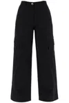 Ganni Checked Canvas Trousers For Men In Black
