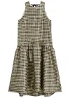 Ganni Shiny Check Jacquard Midi Dress Lemon Icing In Metallic Gold