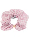 Ganni Checked Crinkled Taffeta Scrunchie In Pink