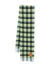 Ganni Checked Fringed Scarf In Green