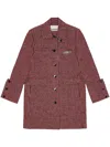 Ganni Womens Racing Red Check Midi Recycled-wool And Recycled-polyester Blend Jacket In Red
