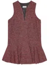 Ganni Check Mini Dress In Red
