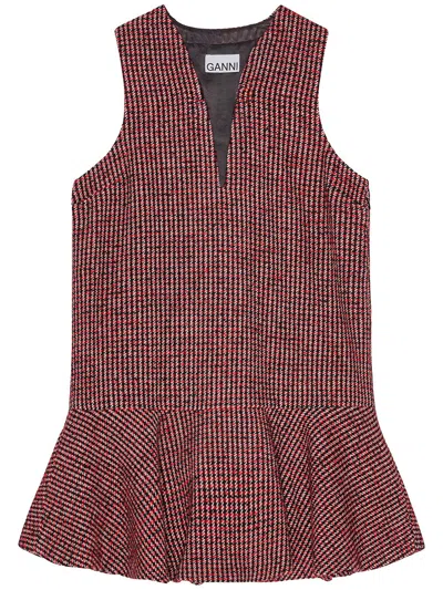 GANNI CHECKED MINI DRESS