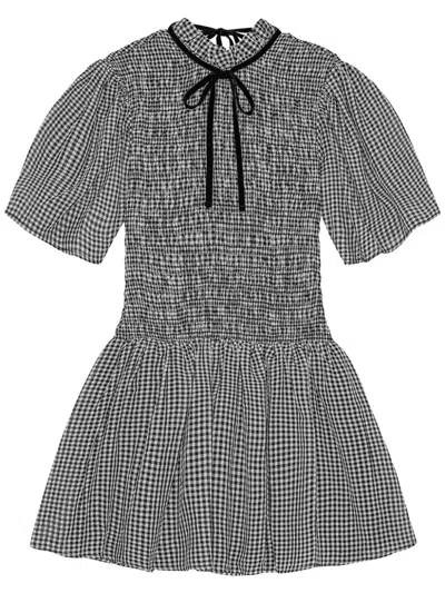 GANNI CHECKED MINI DRESS
