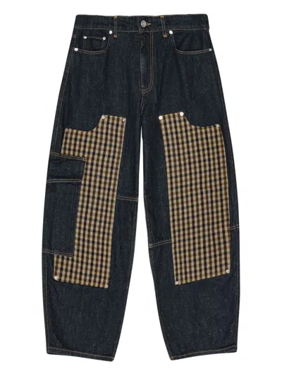 GANNI CHECKED-PANEL JEANS