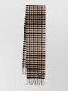 Ganni Checked Pattern Wool Scarf With Frayed Edges In Multi