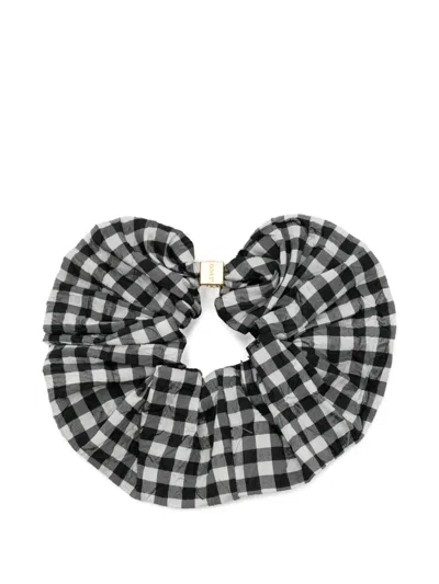 Ganni Checked Scrunch In Black