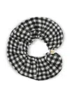 Ganni Black Crinkled Check Scrunchie