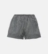 Ganni Gingham Seersucker Shorts In Black