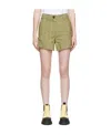 Ganni Yellow Linen Shorts In Nude