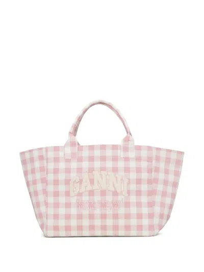 Ganni Checked Tote Bag