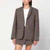 Ganni Checked Single-breasted Wool Blazer In Brown
