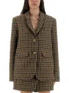 Ganni Checked Wool Blazer In Animal Print