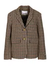 Ganni Checked Wool Blazer Jackets Brown In Brown