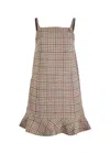 Ganni Checked Wool-blend Minidress In Multicoloured