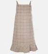 Ganni Checked Wool-blend Minidress In Beige