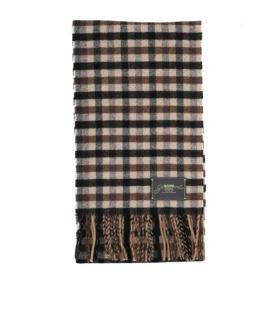 Ganni Checked Wool Scarf In Black