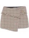Ganni Checked Wrap Mini Skirt In Nude