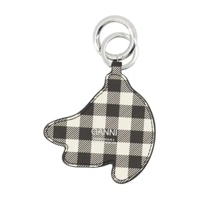 Ganni Checkered Calfskin Key Case In Multi