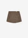 Ganni Womens Chicory Coffee Checked Gold-toned Button Wool-blend Mini Skirt In Brown