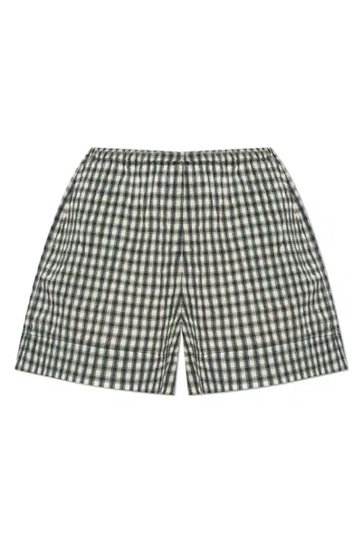 Ganni Checkered Pattern Shorts In Black