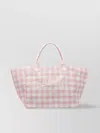 Ganni Checkered Pattern Tote Bag With 2 Handles