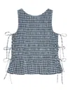 Ganni Checked Seersucker Top In Blue