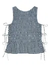 Ganni Checked Seersucker Top In Blue