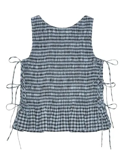 GANNI CHECKERED TOP - WOMEN'S - ORGANIC COTTON/RECYCLED POLYESTER/ELASTANE