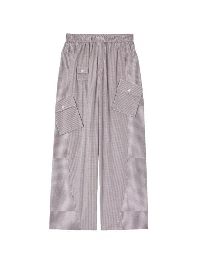 Ganni Check-print Cargo Pants In Gray