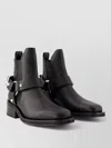 Ganni Buckle-strap Leather Ankle Boot In Black