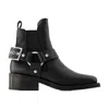 Ganni Chelsea Biker Ankle Boots  Leather Black In Black