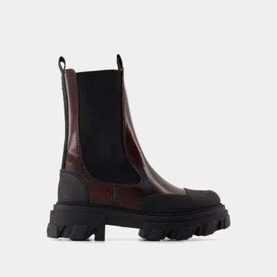 Ganni Faux Leather Chelsea Boots In Black