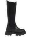 Ganni Black Knee-high Chelsea Boots - Size 41 Calf Leather In Black