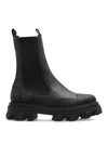 Ganni 55mm Leather Boots With Ankle Height In Black