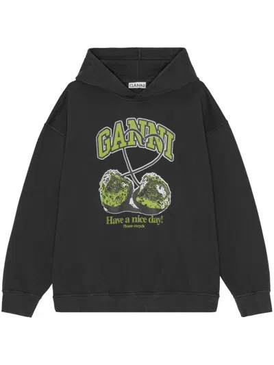 GANNI GANNI CHERRIES ORGANIC COTTON HOODIE