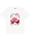 Ganni Basic Jersey Cherry Relaxed T-shirt In White