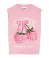 Ganni Cherry Pattern Wool Vest In Pink