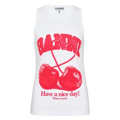 Ganni Cherry Print Rib Tank