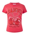 Ganni Red Baby Fit Future Cherry T-shirt In Pink