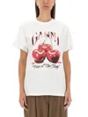 Ganni Basic Jersey Cherry Relaxed T-shirt In White