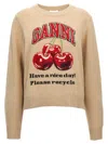 Ganni Graphic Wool Mix Cherry Crewneck Safari