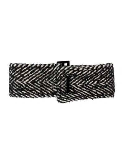 Pre-owned Ganni Chevron Printed Earwarmer In Black