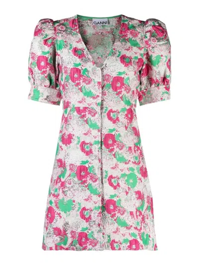 Ganni Chic 3d Jacquard Mini Dress In Multi