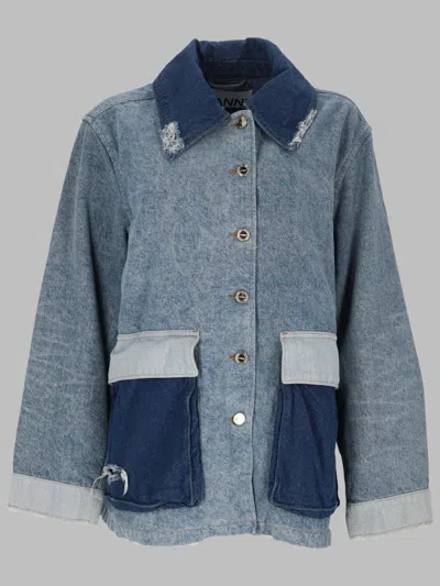 Ganni Chic Denim Jacket For Women In Blue