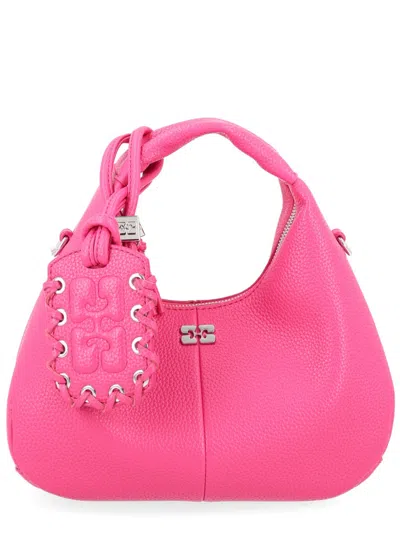 Ganni Chic Mini Hobo Handbag In Pink