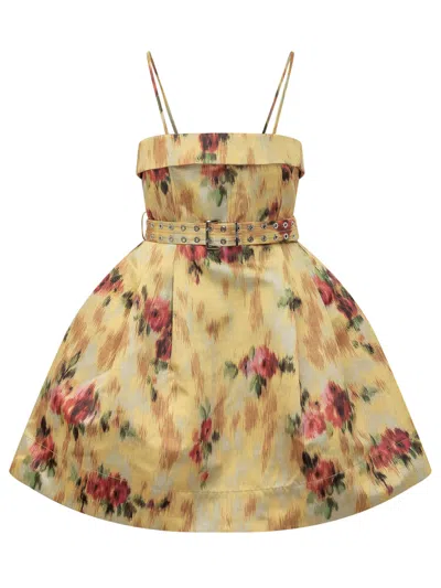 Ganni Chic Mini Suit With Statement Belt In Multi