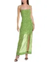 Ganni Chiffon Midi Slip Dress In Green